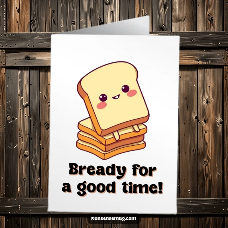 Funny Free Printable Birthday Card: Toast character comically tumbles off a bread stack, a great downloadable gift.