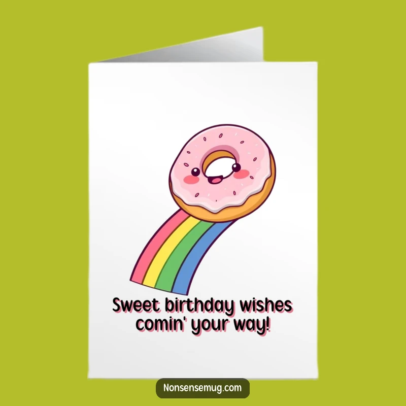 Free Printable Birthday Card: Happy Donut Rainbow Slide - Sweet Downloadable Gift