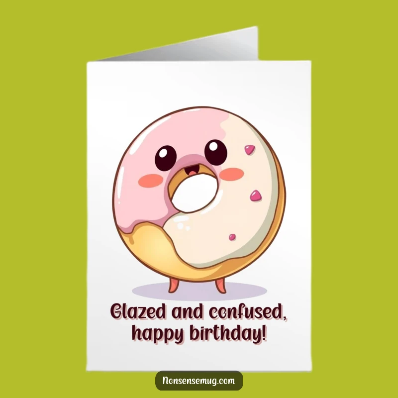 Free Printable Funny Donut Birthday Card: Hilarious Self-Biting Donut Downloadable Gift