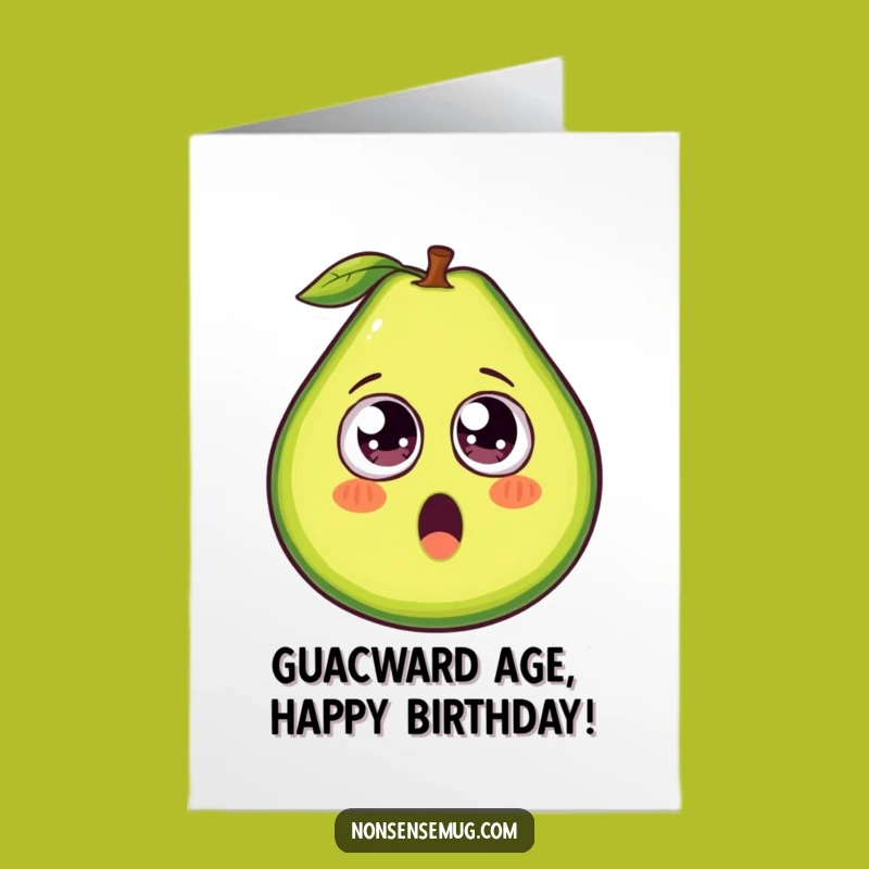 Free Printable Funny Avocado Birthday Card: Goofy Eyes Surprise Downloadable Gift
