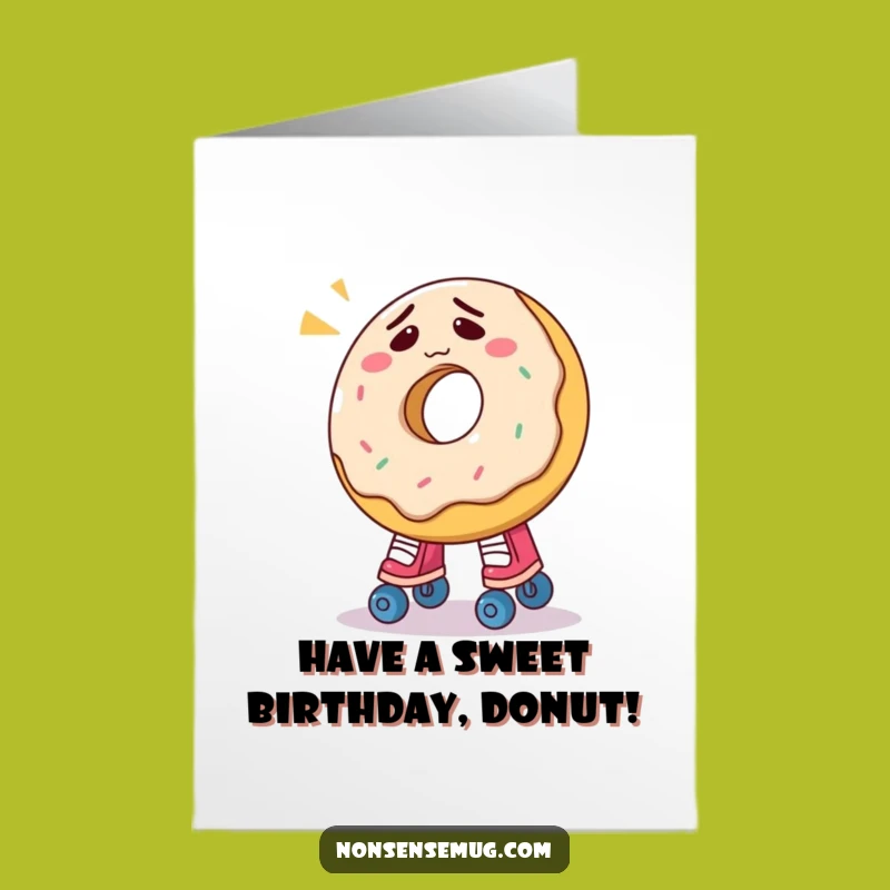 Free Printable Funny Donut Birthday Card: Skater Mishap Downloadable Greeting