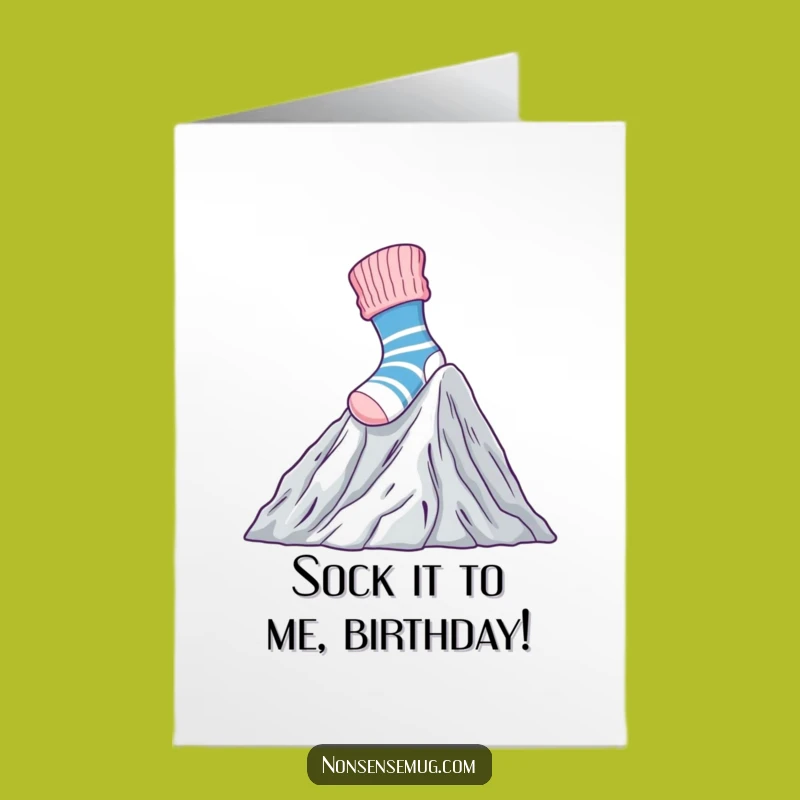 Free Printable Birthday Card: Brave Sock Climbs Laundry, Funny Downloadable Joy