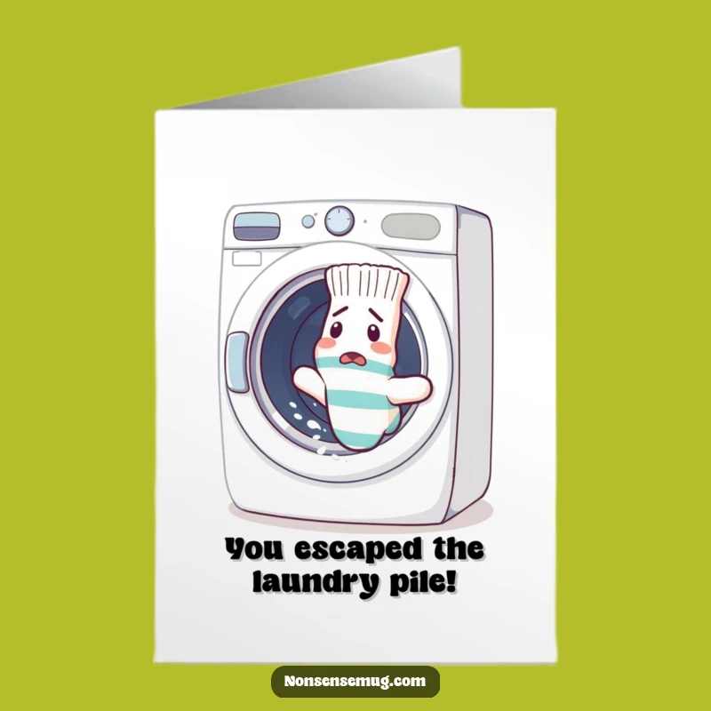 Free Printable Congrats Card: Confused Sock Escaping Washer - Funny Downloadable