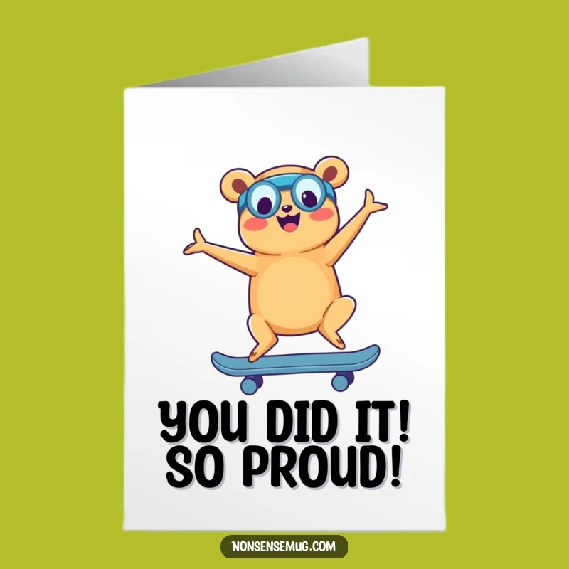 Free Printable Congrats Card: Hilarious Hot Dog Skater Yoga - Downloadable Celebration Gift