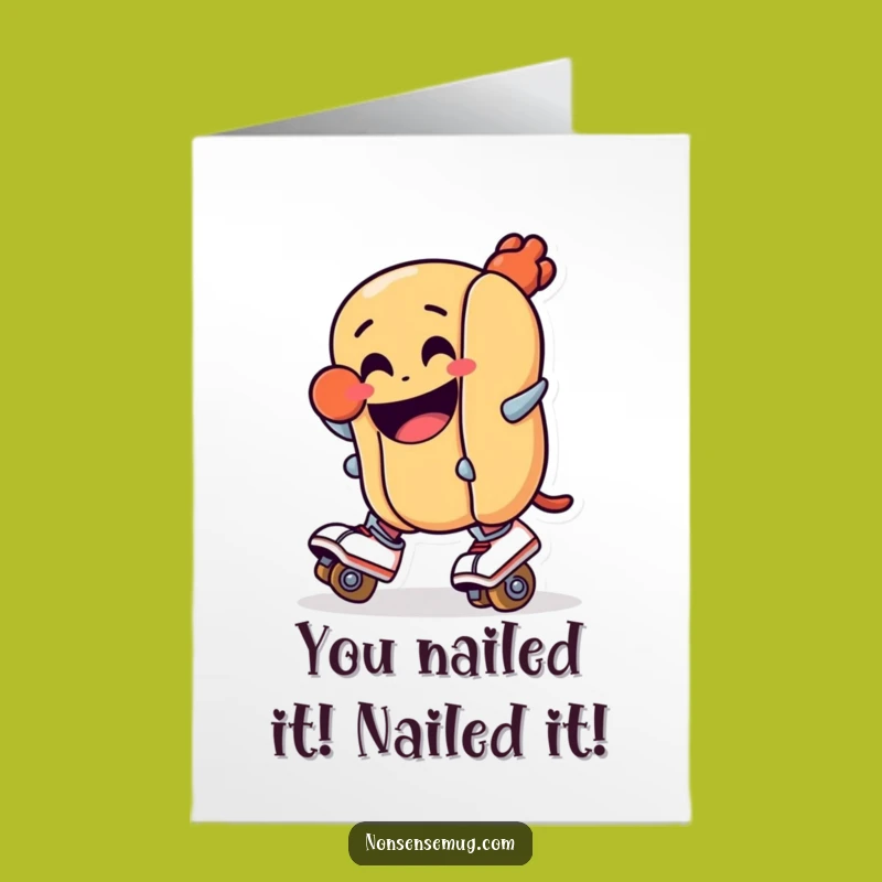 Free Printable Congrats Card: Hot Dog Skater's Big Win - Funny Downloadable Gift