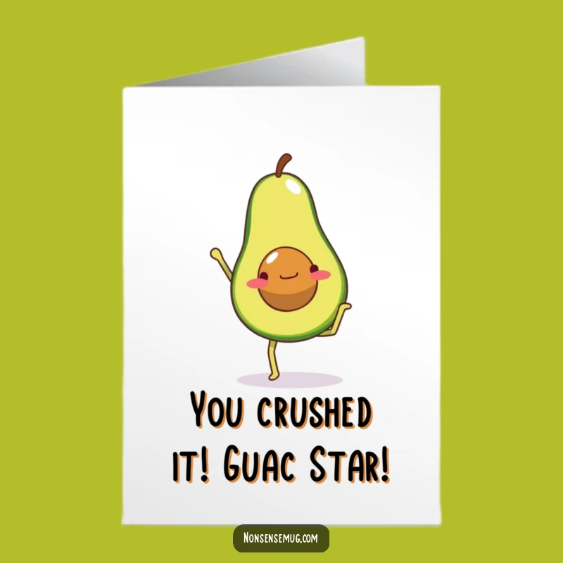 Free Printable Congrats Card: Avocado Handstand Funny Downloadable