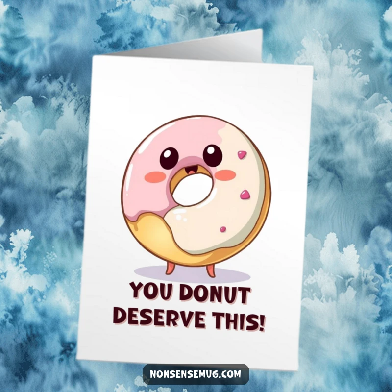 Funny Free Printable Donut Congratulations Card: A mischievous donut reaching for a bite of itself, perfect for celebrating achievements.