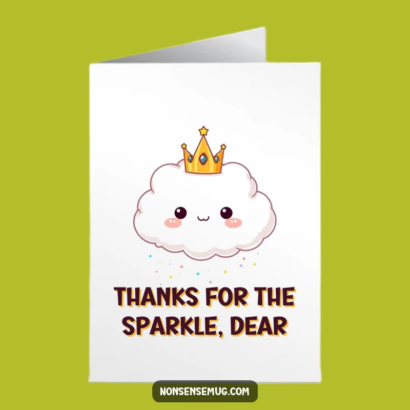 Free Printable Glitter Cloud Thank You Card - Crowned Sparkle Downloadable