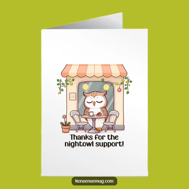 Free Printable Owl Cafe Thank You Card: Funny Downloadable Gift for Appreciation