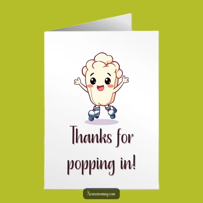 Free Printable Thank You Card: Popcorn Kernel on Skates, Fun Downloadable Gift!