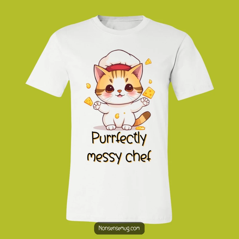 Funny Cat Chef T-Shirt: Juggling Cheese with Hilarious Feline Flair