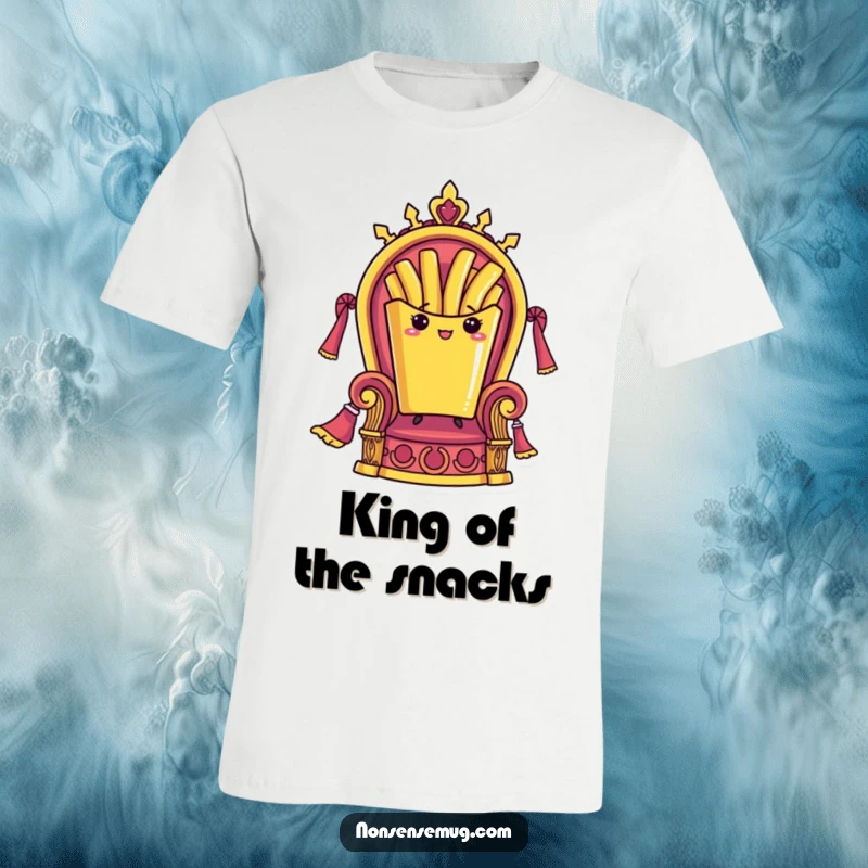 Funny t-shirt featuring a single French fry standing proudly on a throne, embodying delicious authority and a sense of royal fun.