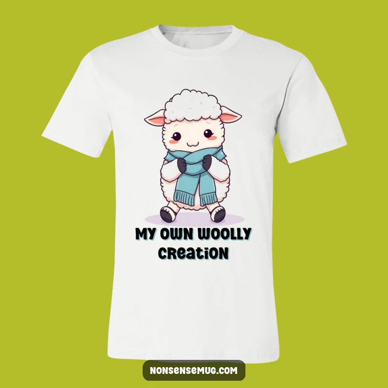 Funny Fluffy Sheep Knitting T-Shirt: Hilarious Ewe Crafting Cozy Scarf on Feet - Great Gift