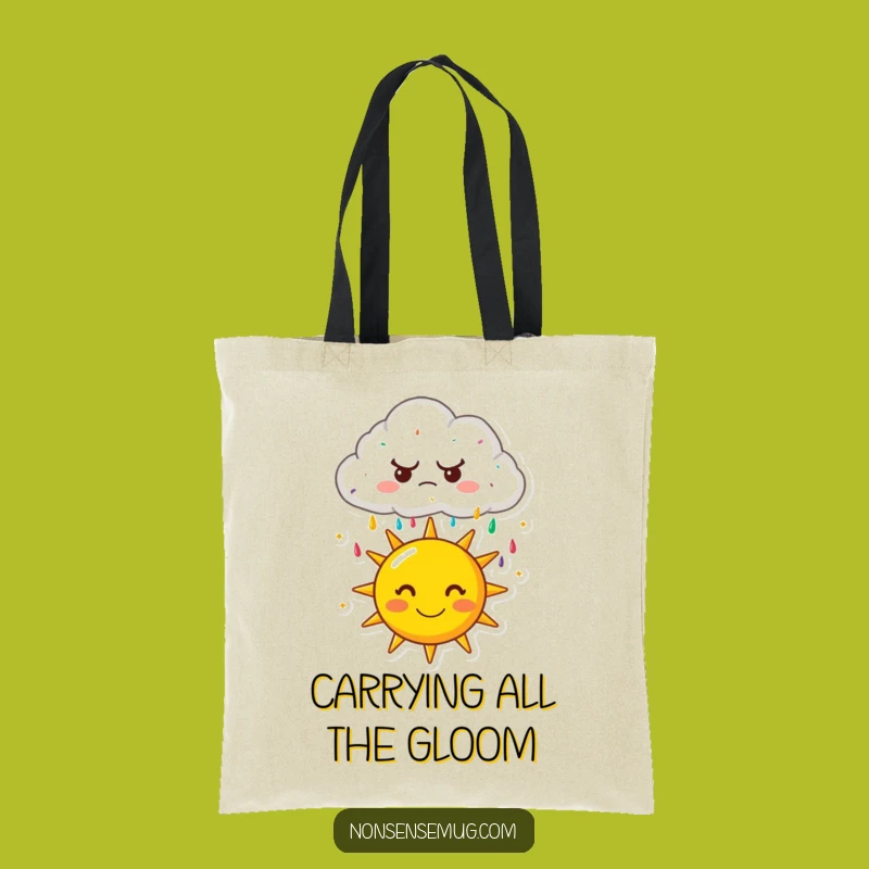 Funny Grumpy Cloud Sprinkle Tote Bag - Quirky Cartoon Carry-All for Sunny Days