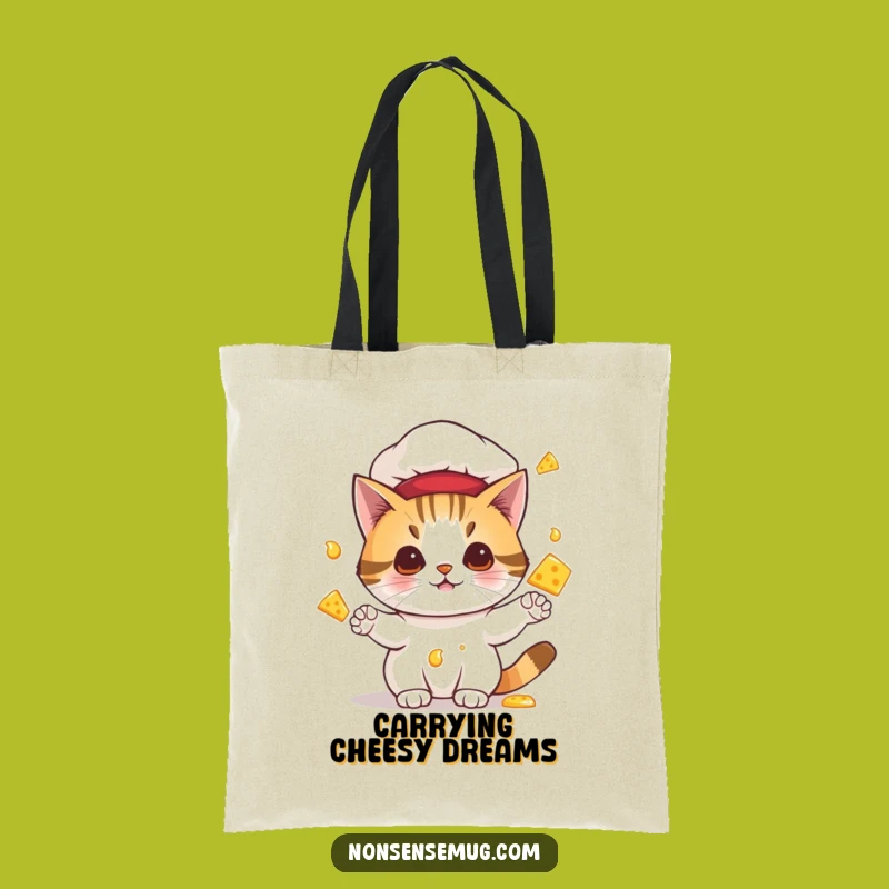 Funny Cat Chef Tote Bag: Carry Your Groceries with Cheesy Charm