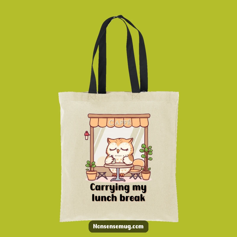Funny Sleepy Owl Cafe Tote Bag: Carry Your Cozy Gift