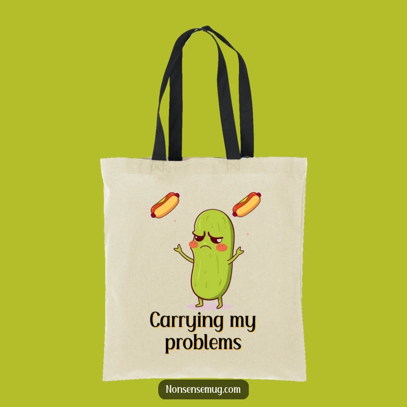 Funny Pickle Juggling Tote Bag: Grumpy & Confused - Practical Funny Gift