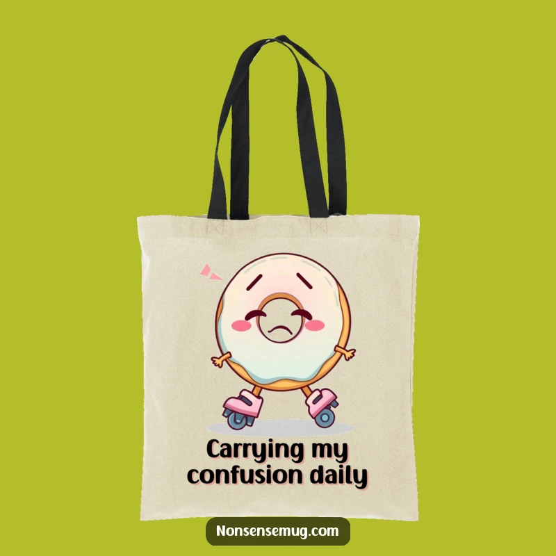 Funny Confused Donut Skating Tote Bag: Carry Your Confusion Gift