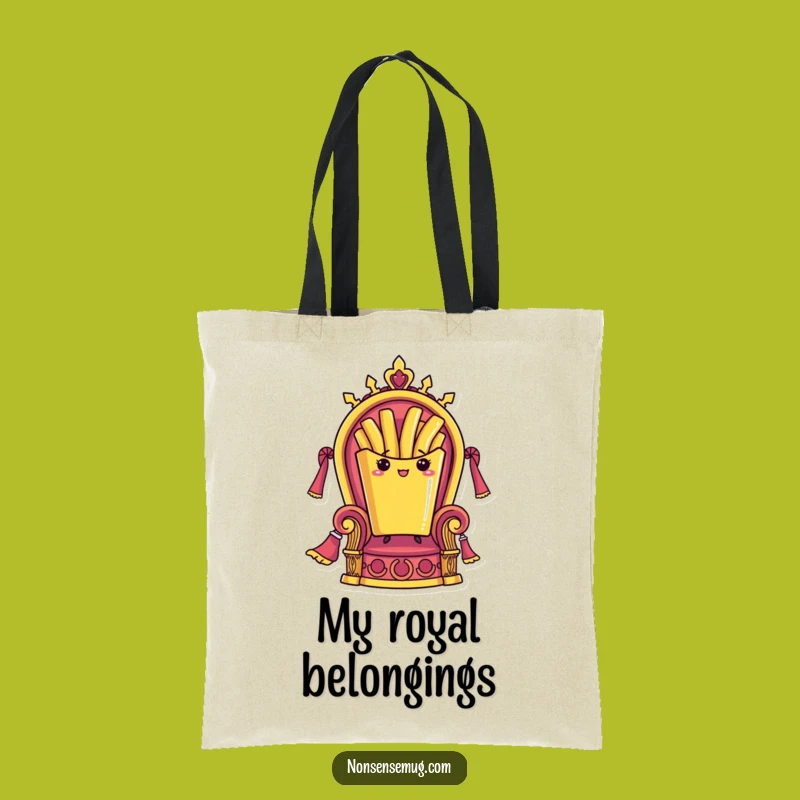 Funny French Fry Tote Bag: Royal Fry on Throne, Carry Your Snacks in Style