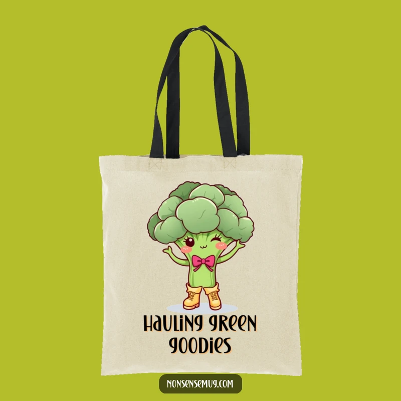 Funny Dancing Broccoli Tote Bag: Carry Your Grooves and Good Vibes!