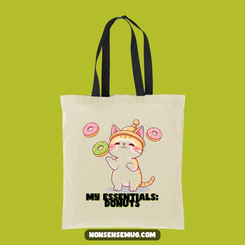 Funny Cat Juggling Donuts Tote Bag - Carry Your Charms